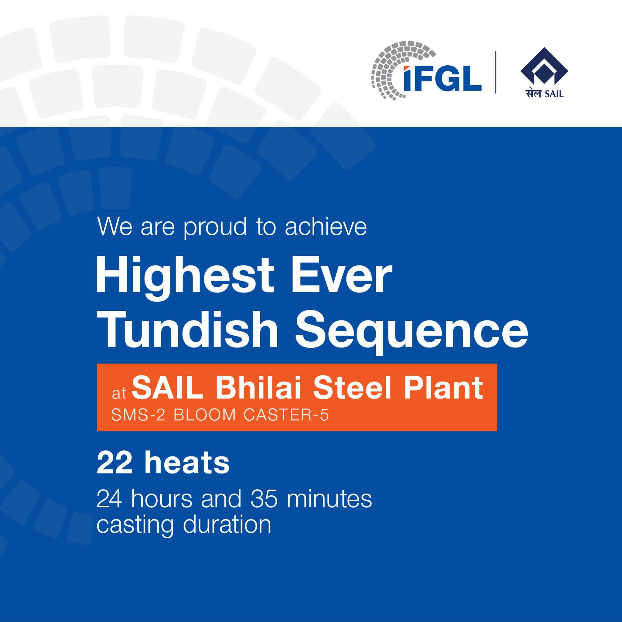 IFGL Helps SAIL Bhilai Achieve Highest Ever Tundish Sequence